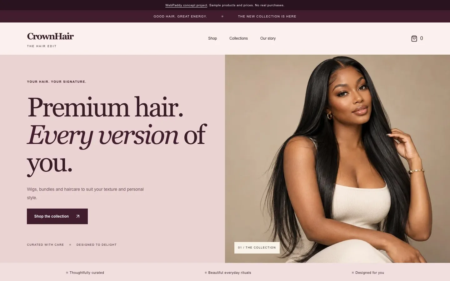 CrownHair website homepage preview