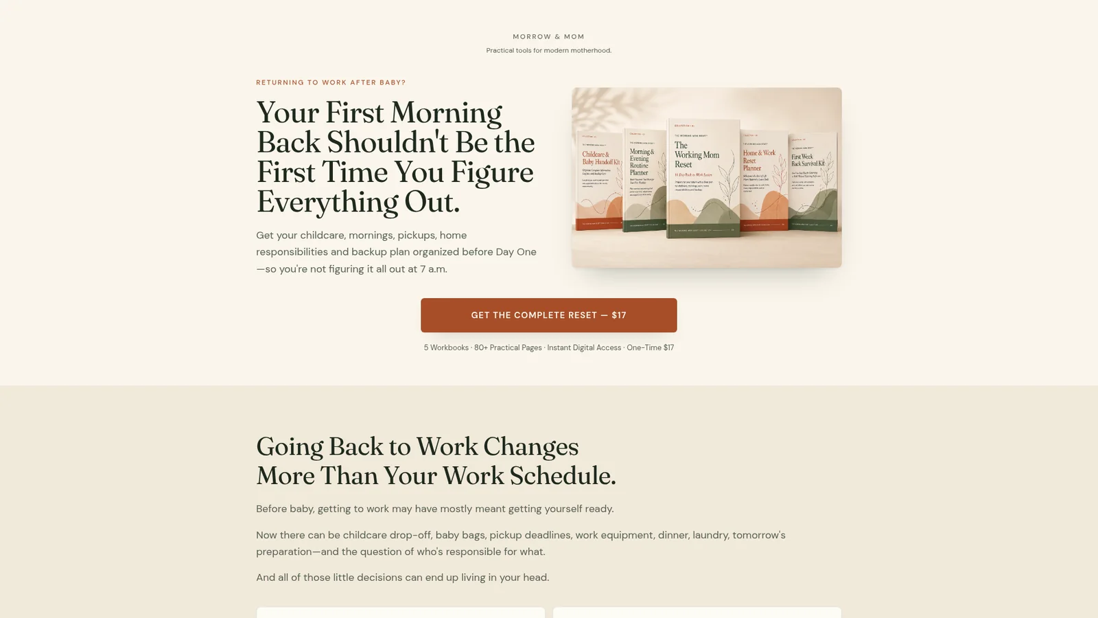 Morrow & Mom website homepage preview