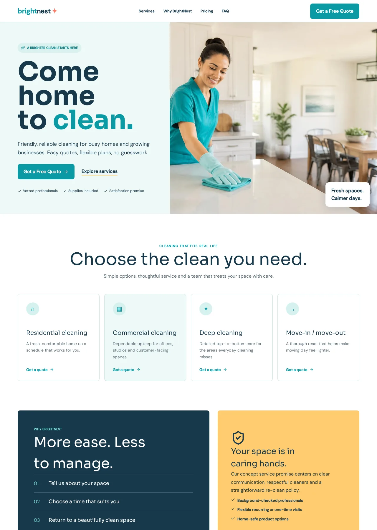 BrightNest Home Services website homepage preview